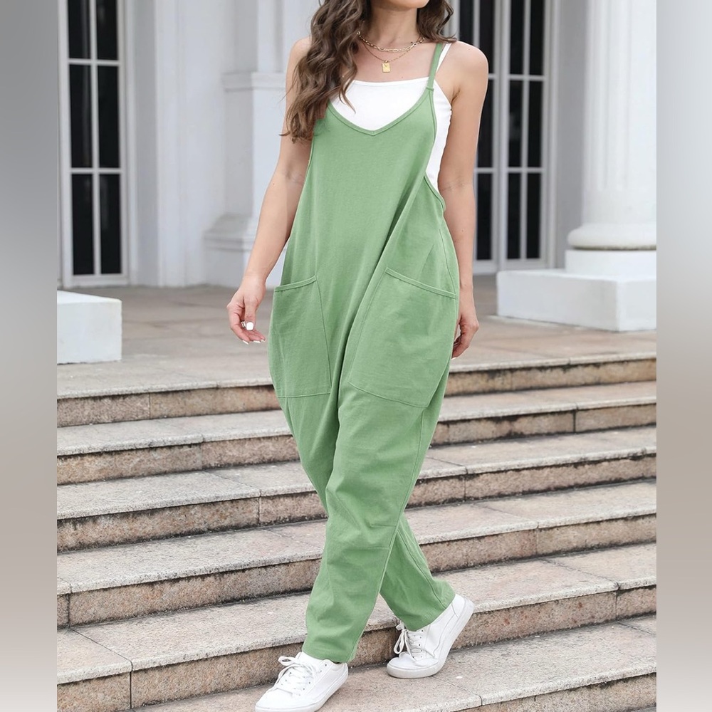 Women's Green Relaxed Fit Jumpsuit - Size 10 - Picture 7 of 11